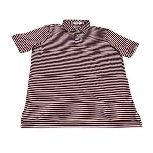 Henry Dean Mens XL Striped Performance Polo Shirt Navy Blue Red White Golf